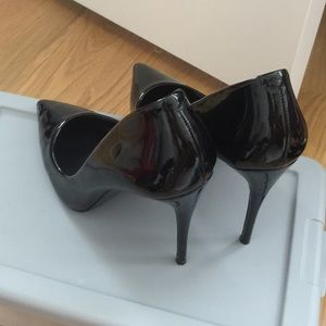 Black patent leather high heels